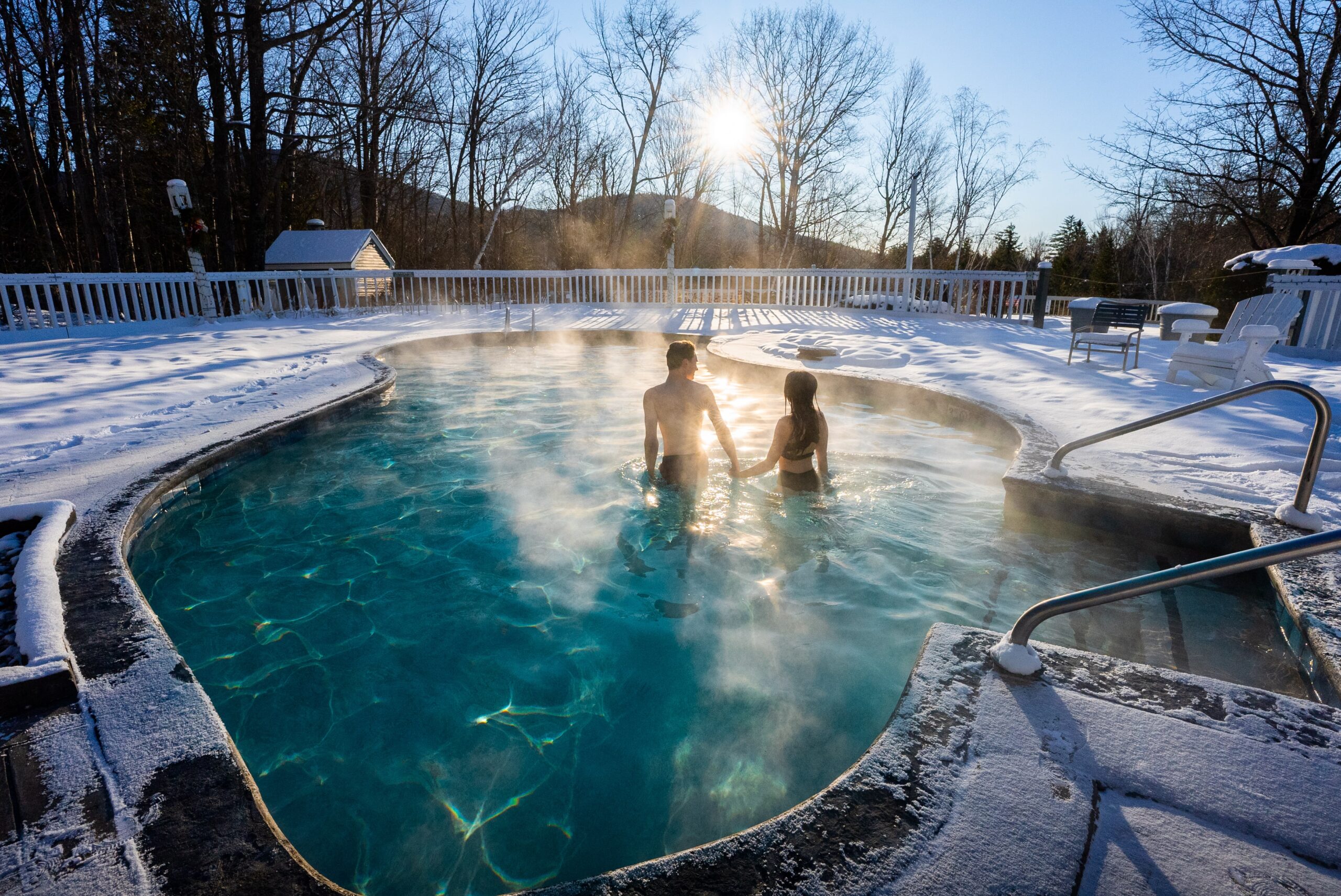 Nordic Village Resort Couple in Outdoor Pool